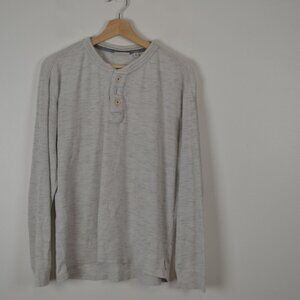 Rown Henley Shirt Mens M Long Sleeve Pullover High Low Hem Stretch Gray Shirt